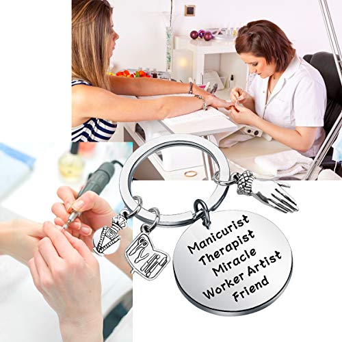 BEKECH Manicurist Gift Nail Tech Gift Manicurist Therapist Miracle Worker Artist Friend Keychain