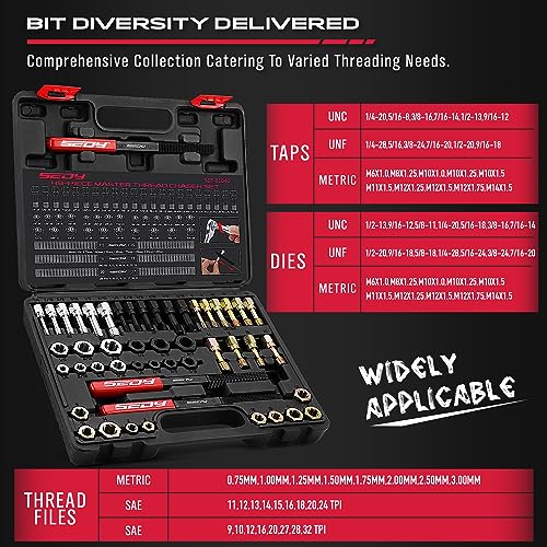Thread Repair Thread Chaser Tool Set - 49PCS Thread Cleaner Rethreading Master Kit Metric SAE Bolt Restorer File Nut Rethreader Automotive Wheel Stud Spark Plug Engine Standard Screw Threading UNC UNF