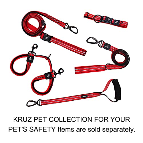 Kruz Double Dog Coupler - KZVX2-15S - Tangle Free Dog Walking and Training Dual Extension Coupler - Comfortable, Shock Absorbing - Reflective Bungee Coupler for Two Dogs - Blue - 5/8" x 14"