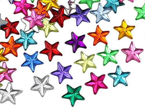 Allstarco Star Rhinestones Embelishments 15mm Flat Back Acrylic Plastic Gems for Jewelry, Crafts, Costumes, Invitations, Cosplay - 35 Pieces (Green Peridot .PD2)