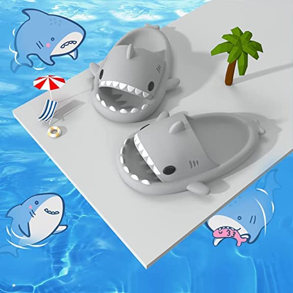 Shark Cloud Slippers, Shark Cute Slides for Women Man,Summer Slipper Sandals for Boys Girls Spa Platform Shoes Non-Slip Beach Open Toe Beach Sandals Shower Couple Shoes (38/39, Light Pink, numeric_7)