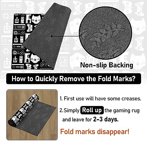 Lacut Game Rug Teen Boys Carpet with Game Controller Decoration, 3D Gaming Rugs for Boy’s Bedroom Living Room Playroom, Non-Slip Gamer Carpet Children Gaming Area Rugs (47" x 31")