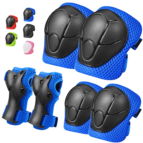 SAMIT Knee Pads for Kids 3-8 Years Boys Girls Protective Gear Set Toddler Knee and Elbow Pads with Wrist Guards 6 in 1 Safety Gear Set for Skating Cycling Bike Rollerblading Scooter Roller Skates