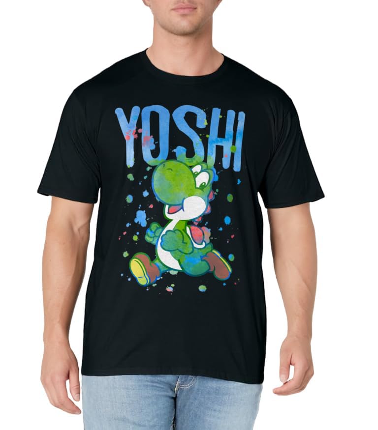 Nintendo Super Mario Yoshi Watercolor Splash Graphic T-Shirt