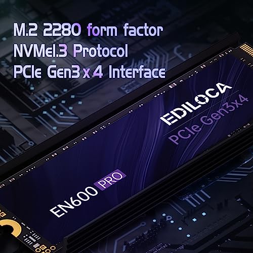 Ediloca EN600 PRO SSD 256GB PCle 3.0x4, NVMe M.2 2280, Up to 2800MB/s, Internal Solid State Drive, SLC Cache 3D NAND TLC, Graphene Cooling Sticker, Storage for PC, Desktop and Laptops