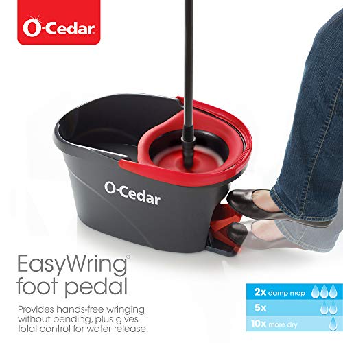 O-Cedar Easywring Microfiber Spin Mop & Bucket Floor Cleaning System with 3 Extra Refills