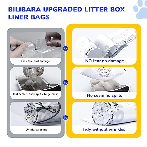 Bilibara Litter Box Liner Bag Compatible with Cat litter Box 3 and 4, 60 Pack - Extra Thick Waste Bags for Self-Cleaning Pet Kitty Litter Box Drawer Liners, 9-11 Gallons Home/Kitchen Trash Bags
