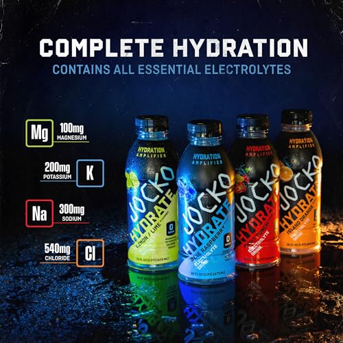 Jocko Fuel Hydrate Electrolyte Drinks - Sports Drink Hydration Amplifier, Thirst Quencher - Scientifically Formulated Electrolyte Blend Blue Raspberry 16 Oz (12 Pack)