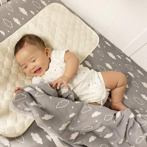 TL Care Heavenly Soft Chenille Fitted Crib Sheet 28" x 52", Warm and Cozy Neutral Chenille Sheet, Gray 3D Cloud, for Boys and Girls, Fits Crib and Toddler Bed mattresses
