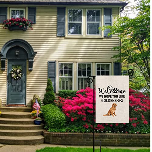 Golden Retriever Garden Flag Welcome We Hope You Like Goldens Garden Flag Golden Retriever Gift (Golden Retriever F)