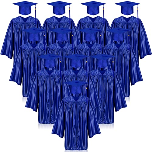 Leumoi 24 Pcs Kids Graduation Cap and Gown Tassel 2025 Graduation Costume Kindergarten Gown for Party(Small, Kids,Blue)