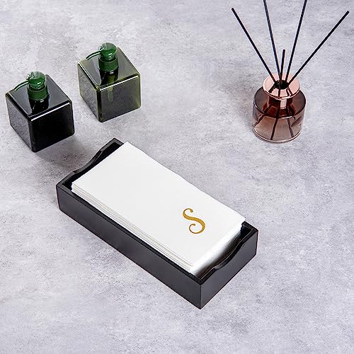 Luxenap 15.8 X 7.9 Inch Linen-Feel Guest Towels, 2000 Lettered Hand Towels - Gold Letter 'G', Cursive Font, White Paper Dinner Napkins, airlaid, For Restrooms And Tables - Restaurantware