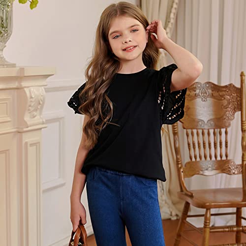blibean Young Girl Long Sleeve Shirt Little Kid Fall Top Blouse Dress Clothing Age 10T-11T (Size 10-11 Year) Black