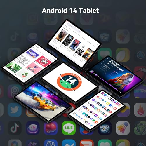 Headwolf Android 14 Tablet 10 inch Tablets, WPad5 Octa Core FHD 1920 * 1200 Display Android Tablet, 8GB RAM + 128GB ROM, Widevine L1 Support, 5500mAh, WiFi Tablet PC