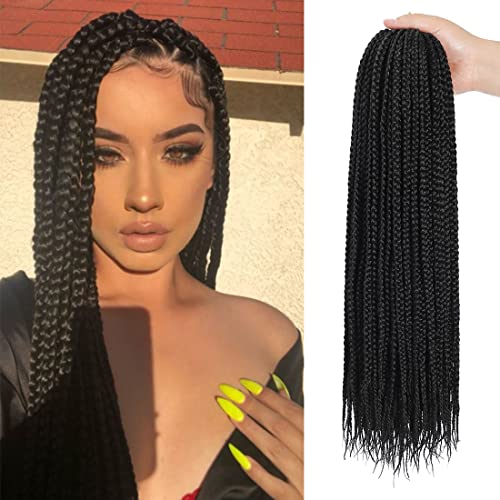 Crochet Box Braids Hair pre looped Goddess Box Braids Crochet Braiding Hair 7 Packs Crochet Box Braids 3x Box Braids Crochet Hair (18 inch, TGRAY)