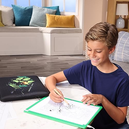 Miraculous Ladybug Portable LED A4 Light Pad Drawing Kit with Neoprene Case - Ultra-Thin USB Tracing Pad, Adjustable Light Box & 5 Coloring Pages - Art, Sketching, Tracing Tool (Cat Noir)