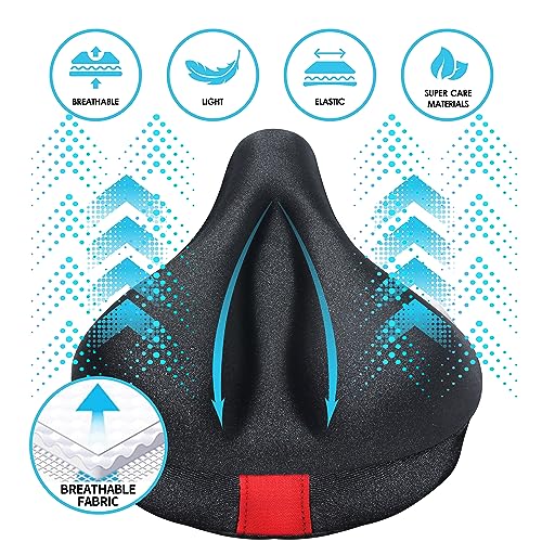 Bike Seat Cushion Compatible with Peloton Bike & Plus, Gel Bicycle Seat Cover for Women & Men Comfort, Accessories for Most Narrow Bicycle Saddle, Extra Padded with Soft Memory Foam, 11”x7”