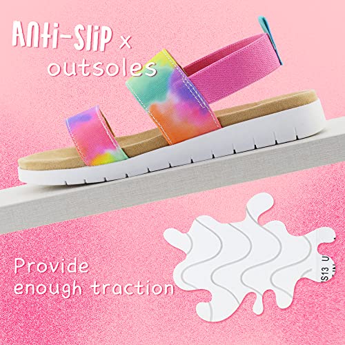 Girls Sandals Open Toe Kids Summer Flat Sandals Casual Fashion Dress Shoes with Elastic Straps Multicolor Little Kid 13