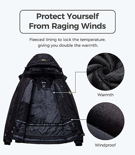 wantdo Women's Winter Windproof Snow Coat Waterproof Warm Ski Jacket White & Black 3XL