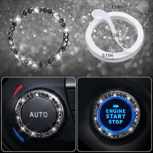 CAR PASS 11 PCS Bling Car Accessories Set for Women, Sparkly Rhinestone Diamond Steering Wheel Cover, Bling Seat Belt Cushion, Shift Knob Cover, Push Start Button Ring, Car Cup Holder Coaster, Pink