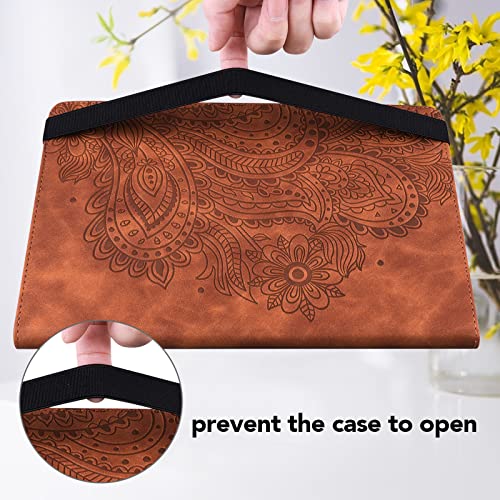 VODEFOX Case for Samsung Galaxy Tab S6 Lite,PU Leather Flip Flower Case with Card Solt Protective Cover for Samsung Galaxy Tab S6 Lite Tablet 10.4 inch 2024/2022 / 2020 - Brown