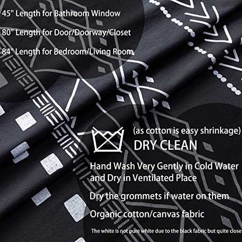 Door Curtains for Doorway Privacy,80 Inch Length Semi Blackout Insulated Thermal Room Divider Cover/Blinds,Decorative Tribal Modern Boho Closet Curtain for Bedroom Living Hallway Bathroom,Black White