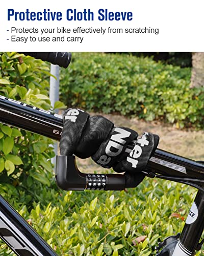 NDakter Bike Lock,Bike Chain Lock with 2 Ways to Unlock,4 Digit Combination Heavy Duty Anti-Theft Bicycle Lock with 2 Keys,3.2/4.28Ft High Security Scooter Locks for Ebike,Electric,Motorcycle,Door