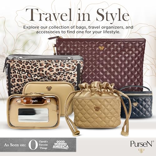 Littbag Handbag Organizer with Patented LED & Auto 60-sec Shutoff - Featured in Oprah's Favorite Things – Purse Organizer with 12 Compartments, Clear Pockets, Zippered Privacy Pocket & More (Black)