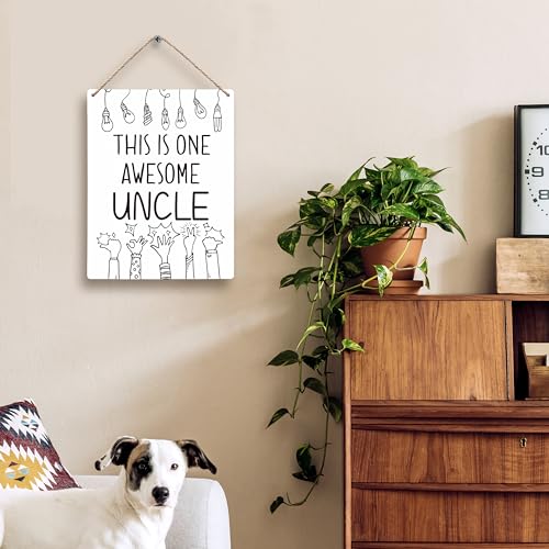 FUGWN This is One Awesome Uncle Wooden Signs 8x10, Uncle Gifts, Best Uncle Gifts, Uncle Uncles Gifts Gift from Niece Nephew, Gifts for Uncle Home Room Wall Decor