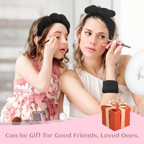 ATROCH Spa Headbands for Women & Wristband Set,Skincare Headbands for Washing Face,Face Wash Headband for Women,Makeup Headband,Cute Hair Band for Girls,Headband for Skin Care 4 Pcs