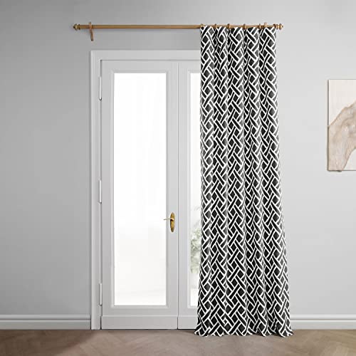 HPD Half Price Drapes Modern Geometric Printed Curtains Luxury Cotton Curtains 84 Inches Long (1 Panel) Room Darkening Curtains for Bedroom & Living Room, 50W x 84L, Crosshatch Geometrical Aqua