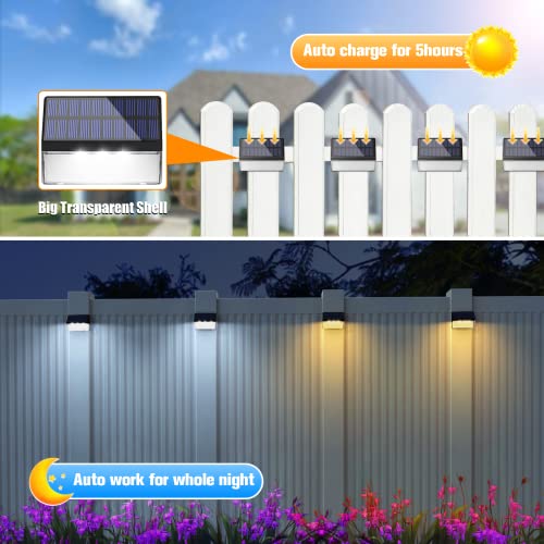 Aulanto 8 Pack Solar Deck Lights, Black, Modern Style, Warm White & Cool White, Waterproof, Outdoor Fence Lights, Garden, Patio, Walkway