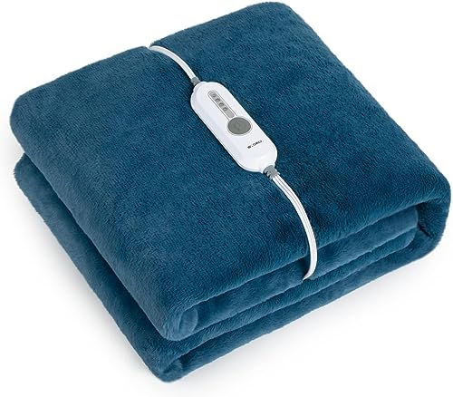 WOOMER Electric Heated Throw Blanket, Soft Faux Fur Fast Heating Blanket, 4 Heating Levels & 4 Hours Auto Off (50"x 60"), Machine Washable, Over-Heat Protection, ETL Certification