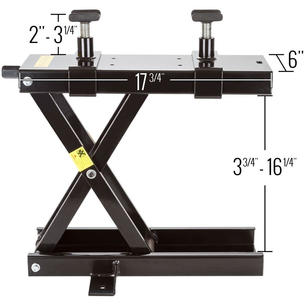 Black Widow BW-1000A-XL Extra-Long Motorcycle Lift Table with Center Jack