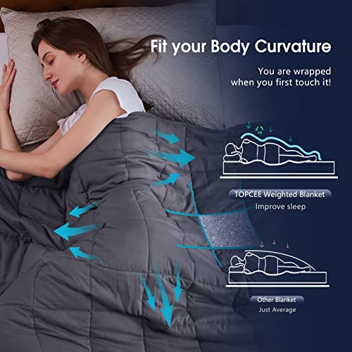 Topcee Weighted Blanket Cooling Breathable Heavy Blanket Microfiber Material with Glass Beads Big Blanket for Adult All-Season Summer Fall Winter Soft Thick Comfort Blanket (20lbs 60"x80" Queen Size)