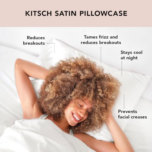 Kitsch Satin Pillowcase with Zipper for Hair & Skin, Softer Than Silk Pillow Cases Queen, Smooth Pillow Covers, Machine Washable, Wrinkle-Free, Cooling Satin Pillow Cases Standard Size 19x26 Chocolate