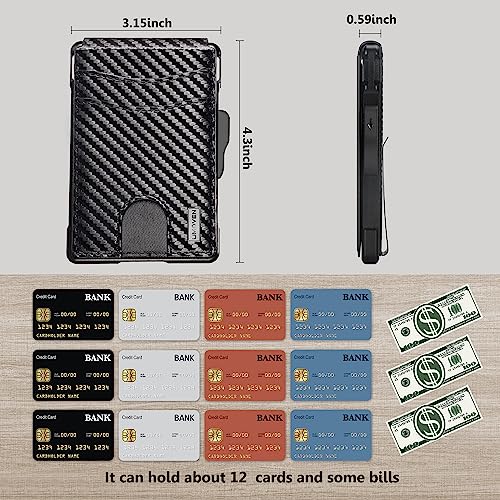umoven Wallet for Men - with Money Clip Slim Leather Slots Credit Card Holder RFID Blocking Bifold Minimalist Wallet, Black