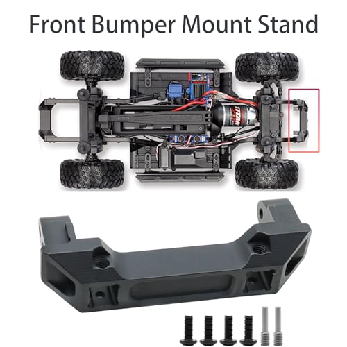 Linsvirgo 2 PCS 1/10 RC Crawler CNC Aluminum Alloy Front & Rear Bumper Mount Fit for 1/10 RC Truck Crawler TRAXAS TRX4 Land Rover Defender/Sports Edition Upgrade Replacement Part Accessory - Black