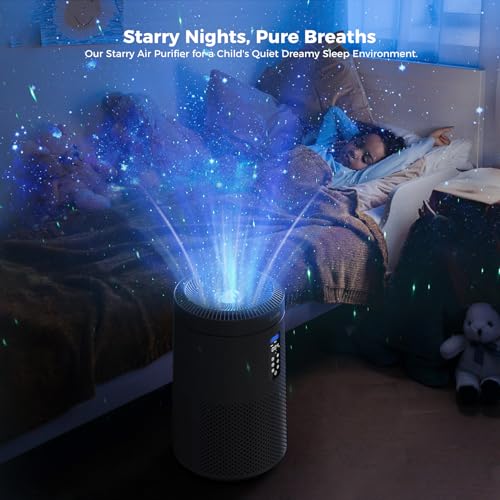 AROEVE Air Purifiers for Home Large Room up to 1782Ft² with Star Projector, Smart WIFI, Air Quality Sensor, UV, Washable Filter for Bedroom Whole Home, MK09W Space Grey
