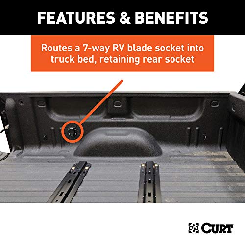 CURT 56070 7-Foot Vehicle-Side Truck Bed 7-Pin Trailer Wiring Harness Extension, Select Chevrolet, Dodge, Ford, GMC, Nissan, Ram, Toyota , black
