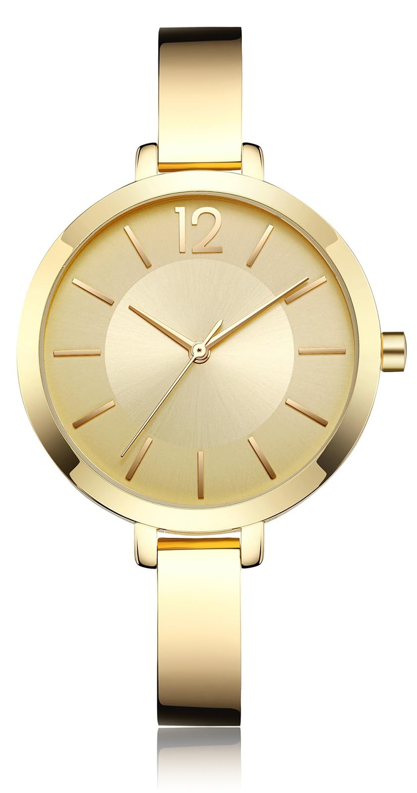 BESTKANG Elegant Minimalist Women's Stainless Steel Bracelet Watch - Sleek and Stylish Analog Quartz Wristwatch (Gold)