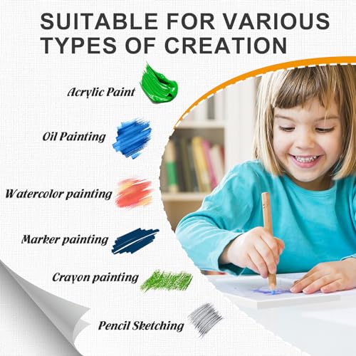 ESRICH Small Canvases for Painting, 6 Pack Canvas 5x7 Inch Stretched Canvas 2/5" Profile Primed Acid Free Painting Canvas for Kids for Oil Paint,Watercolor,Acrylic Paint,Gouache &Tempera.