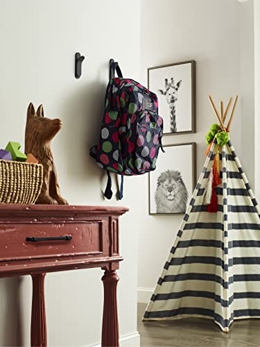 Amerock HBX37012MB | Unison Single Prong Decorative Wall Hook | Matte Black Hook for Coats, Hats, Backpacks, Bags | Hooks for Bathroom, Bedroom, Closet, Entryway, Laundry Room, Office