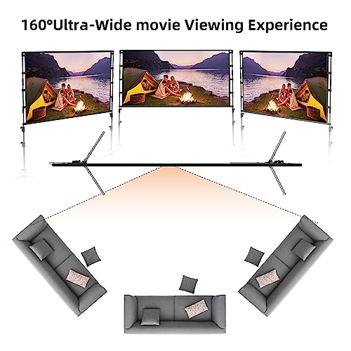 Projector Screen with Stand,84 inch Portable Projection Screen, Indoor Tripod Projector Screen 16:9 4K HD Rear Front Movie Screen with Carry Bag Wrinkle-Free Design for Home Theater Backyard Cinema