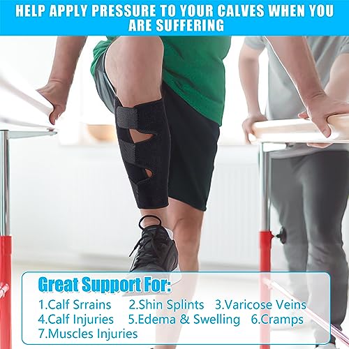 CINLITEK Calf Brace 2 pack,Adjustable Shin Splint Compression Calf Wrap, Increases Circulation,Reduces Muscle Swelling for Calf Pain Relief, Torn Calf Muscle,Sprain,Recovery,Calf Sleeve for Men and Women(Black)