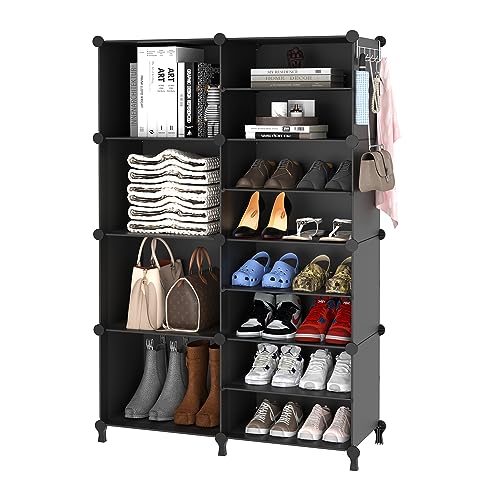 AWTATOS Closet Organizer 8 Cube Storage Shelves Portable Closet Clothes Organizers and Storage Stackable Cubby Shelving for Closet Bedroom Living Room Office Black