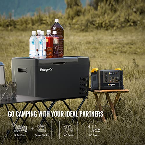 BougeRV 12 Volt Refrigerator 12V Car Fridge 23 Quart Portable Freezer Compressor Cooler 12/24V DC 110~240V AC for Truck Van RV SUV Boat Travel Camping Road Trips Tailgating -7℉~50℉ (Black)