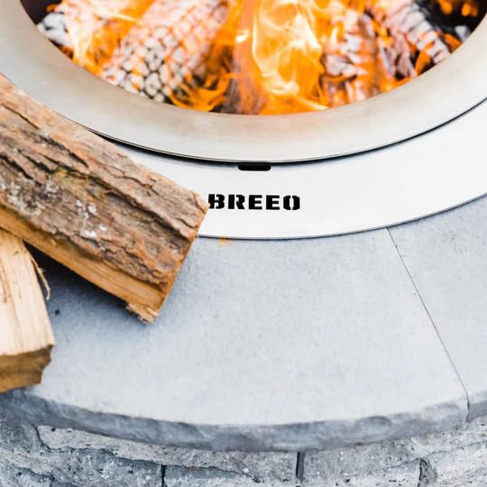 Breeo Smokeless Fire Pit Insert Bundle – X Series Insert Ring, Lid, and Ash Shovel Included – Fits Stone or Brick Surround 27" - 33" Diameter – Outdoor Fire Pit Upgrade - X24 Series, Stainless Steel