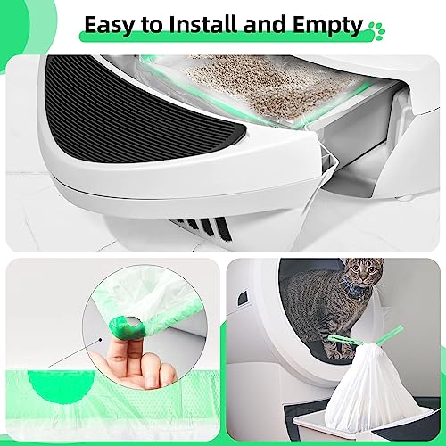 KropBom Waste Drawer Liners Bags Replacement Compatible with Litter Box Robot 4 and 3, 20 Count Thick Self-cleaning Cat Litter Box Liners with Drawstring Heavy Duty 10-12 Gallons of Capacity