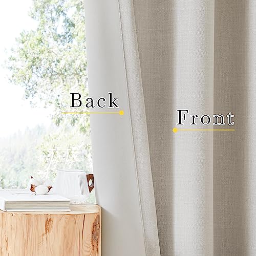 NICETOWN Short Kitchen Curtains 24 inch Length, Dual Rod Pockets & Hook Belt Room Darkening Light Blocking Thermal Curtains Privacy Window Treatments for Cafe, Natural, W26 x L24, 2 Panels